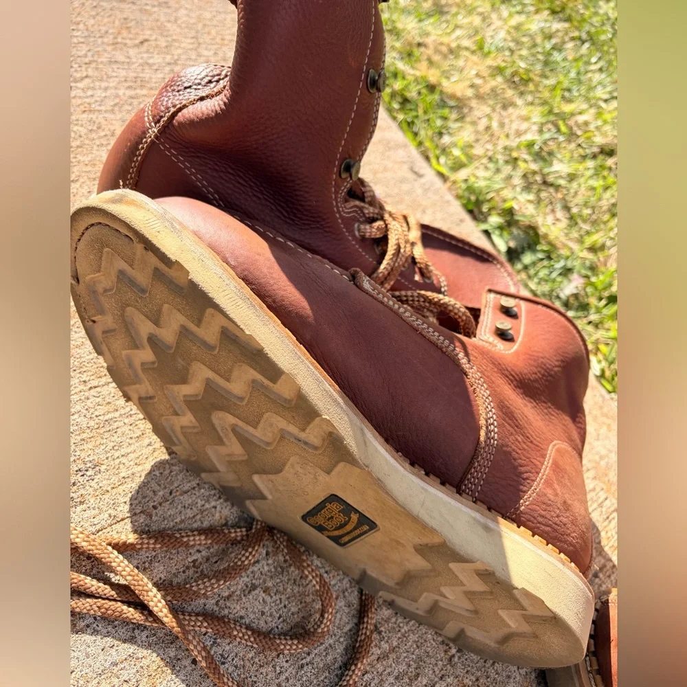 Georgia Boot Brown Leather Moc Toe Work Boots